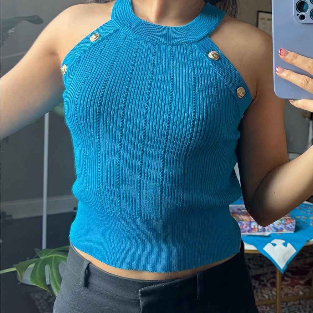 Blue Sleeveless Top